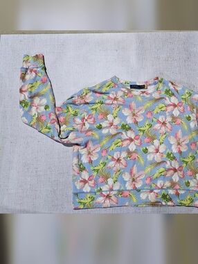 Polo Ralph Lauren Crew Neck Crop Floral Tropical Paste Sweatshirt Women's Med